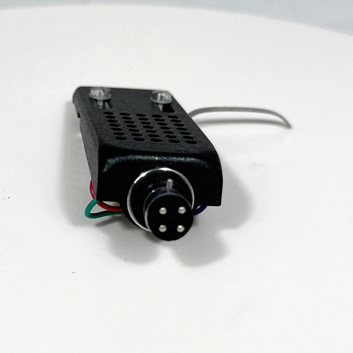 Vintage Black Perforated Universal Turntable Headshell with Lead Wires - No Cartridge