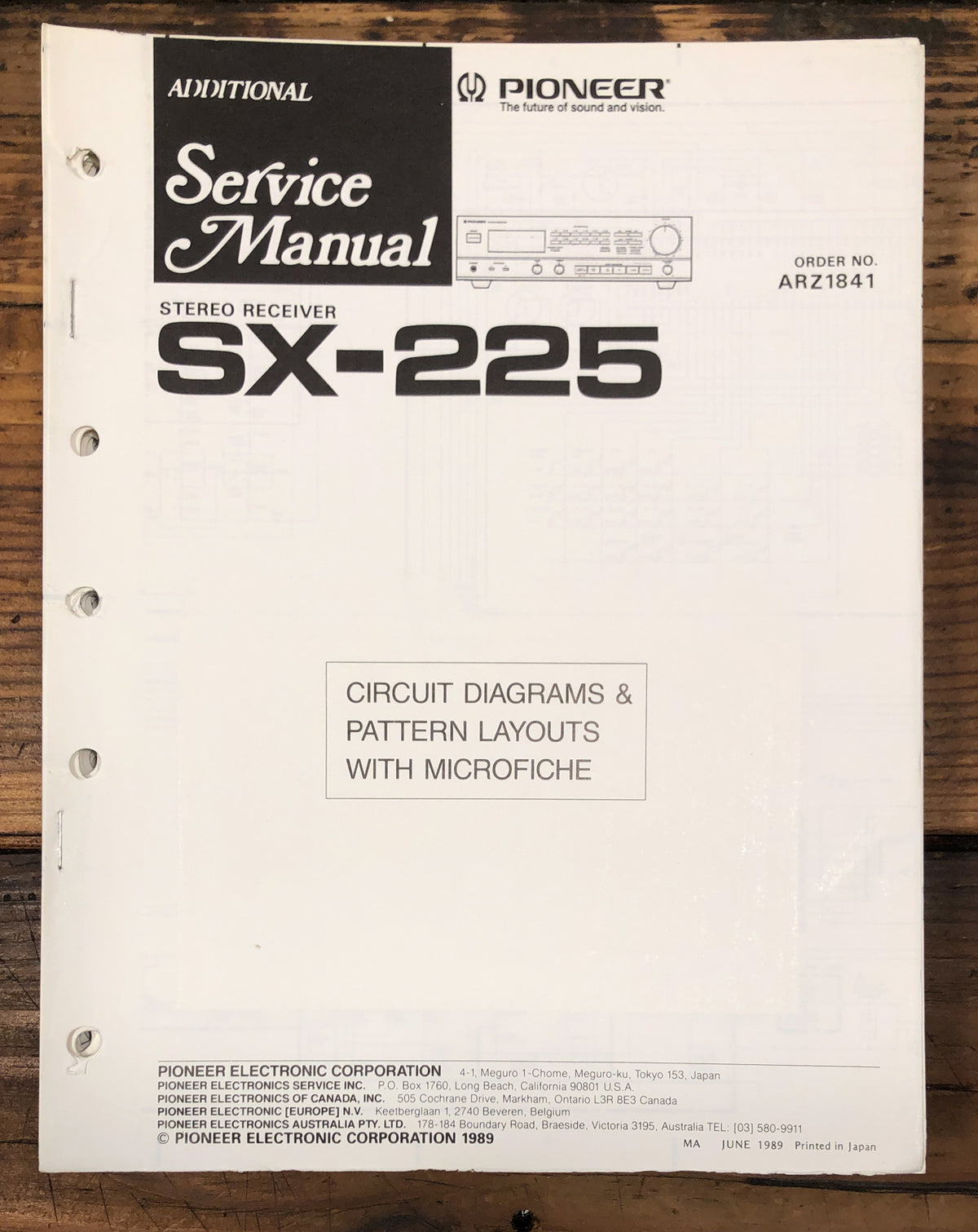 Pioneer SX-225 Receiver Additional Service Manual *Original*
