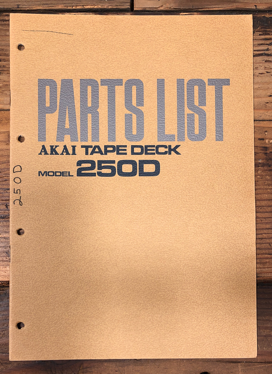 Akai Model 250D Reel to Reel Parts Price ListManual *Original*