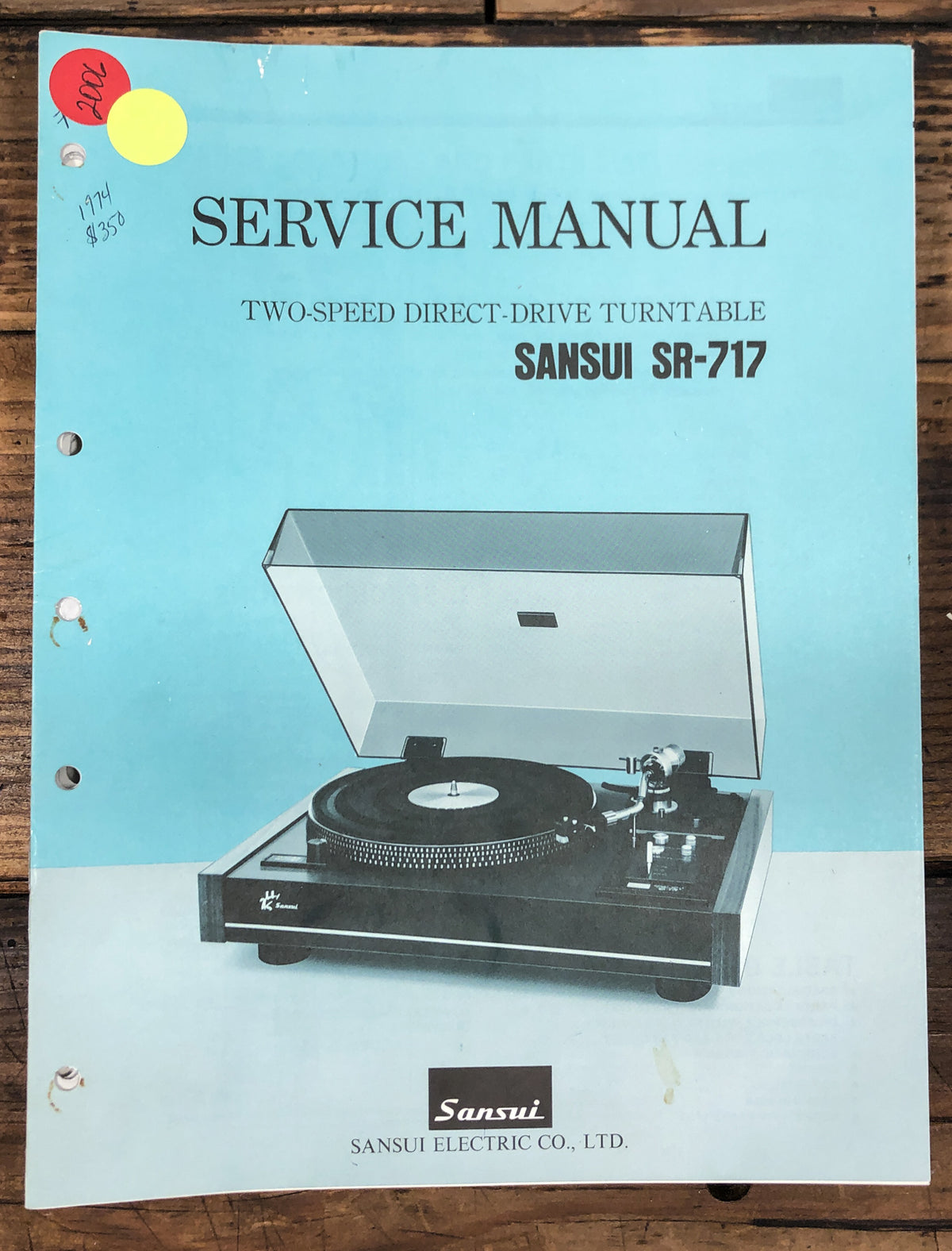 Sansui SR-717 Record Player / Turntable Service Manual *Original*