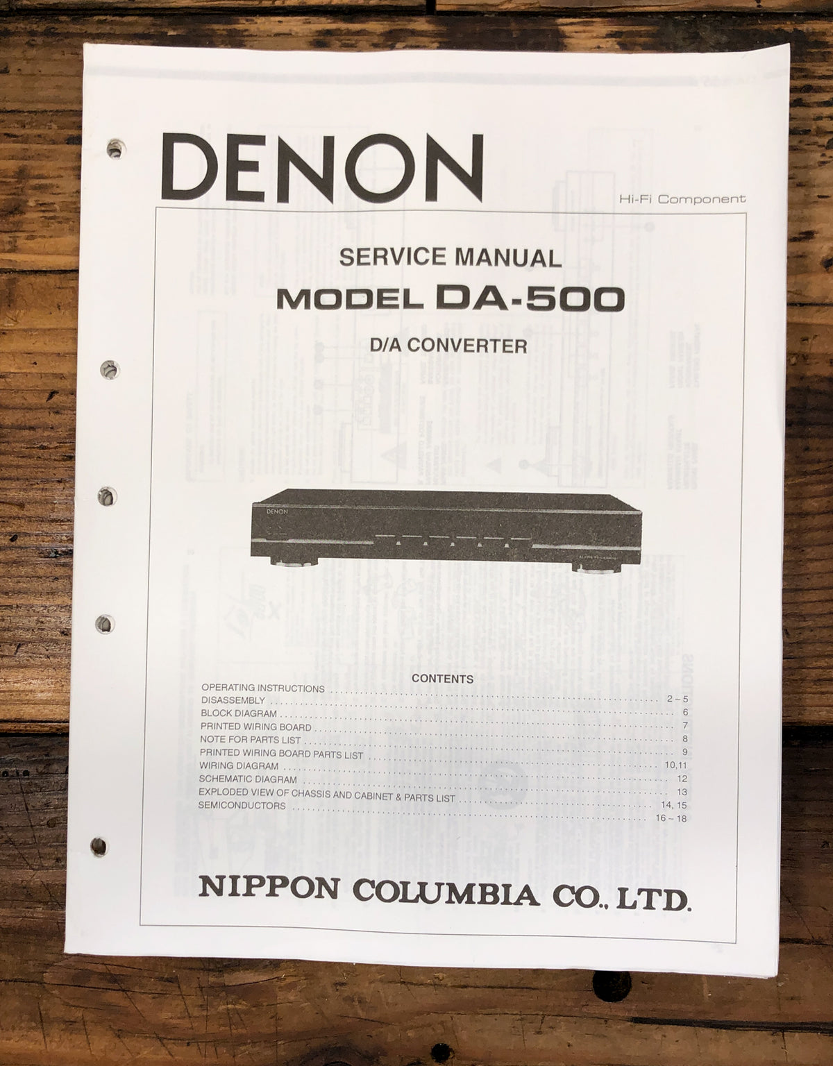 Denon DA-500 D/A Converter Service Manual *Original*