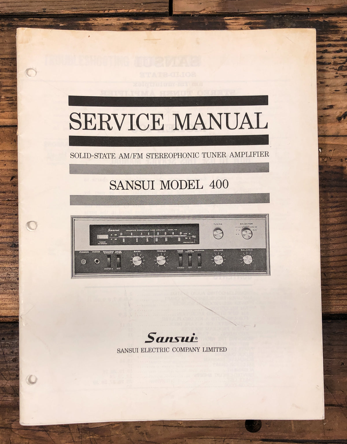 Sansui Model 400 Receiver Service Manual *Original*