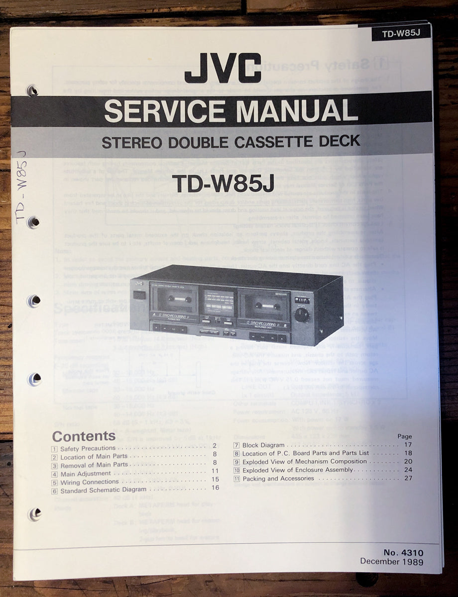 JVC TD-W85 TD-W85J Service Manual *Original*