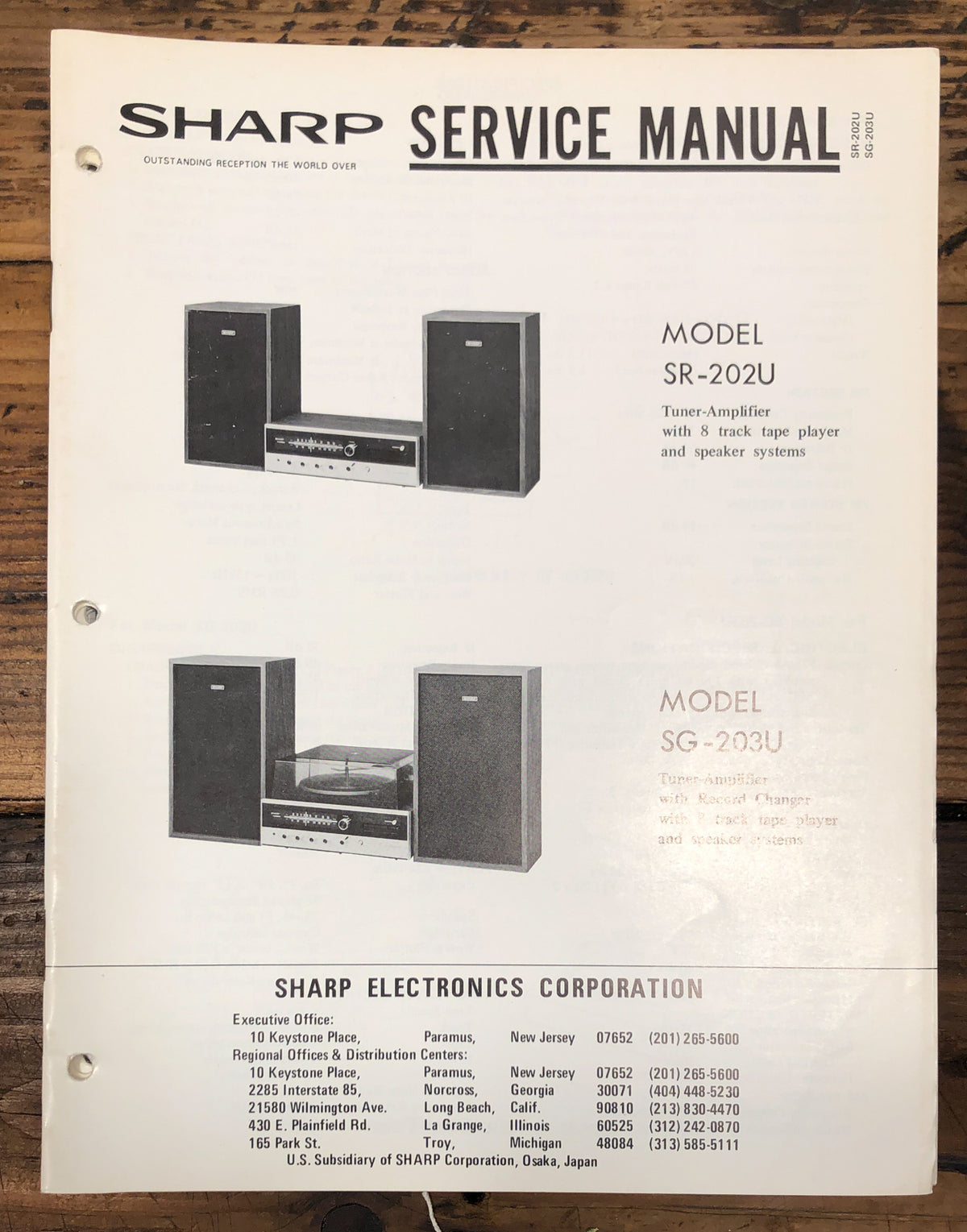 Sharp SR-202 U SR-203 U Stereo Service Manual *Original*
