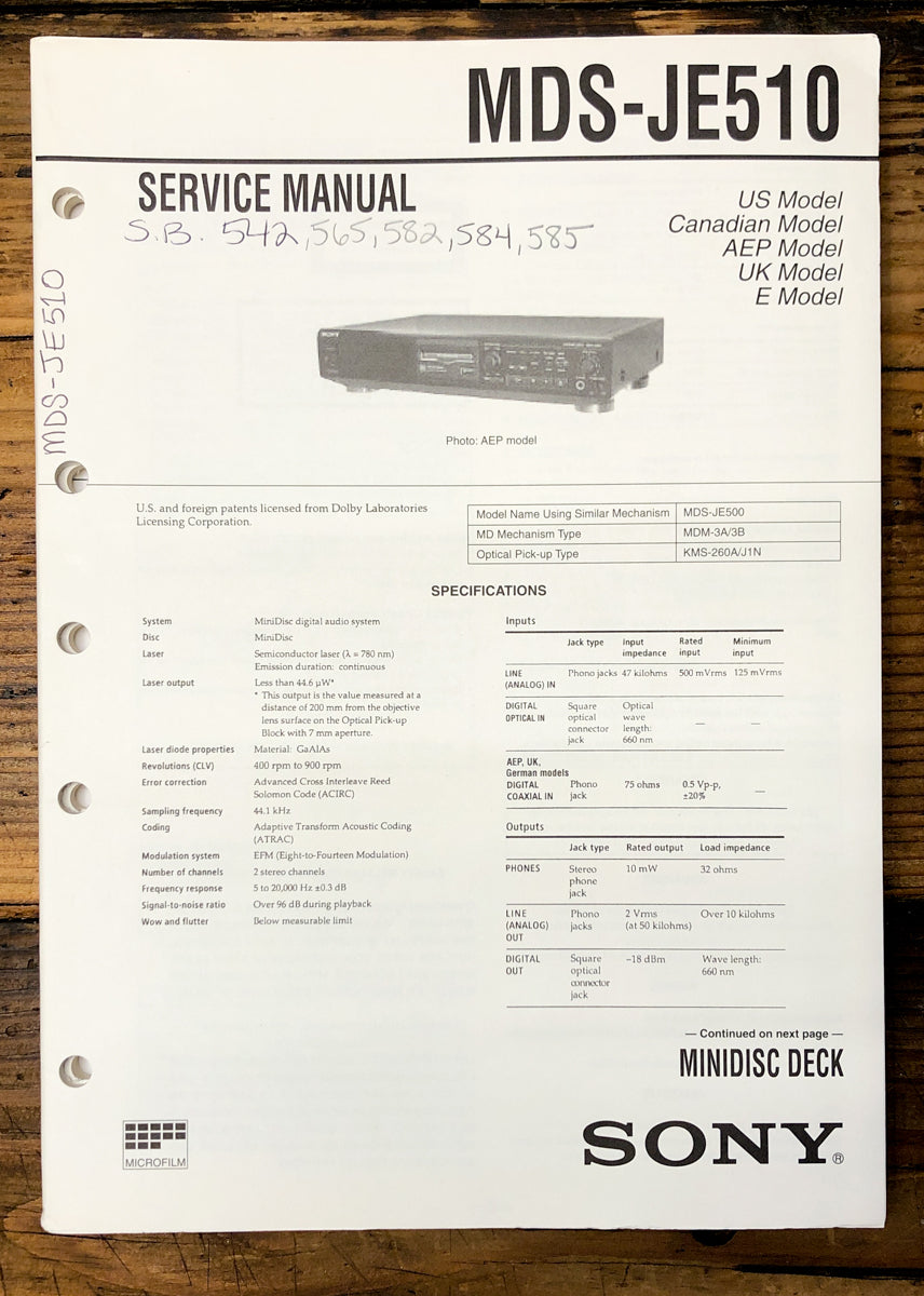 MD Deck Service Manual *Original* – Vintage Audio Store - Vintage