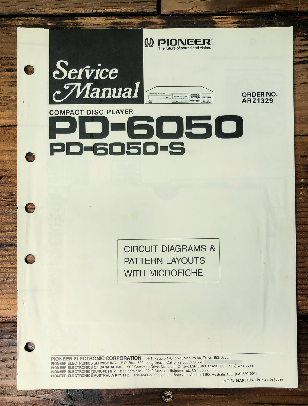 Pioneer PD-6050 PD-6050-S CD Player Service Manual #2 *Original*