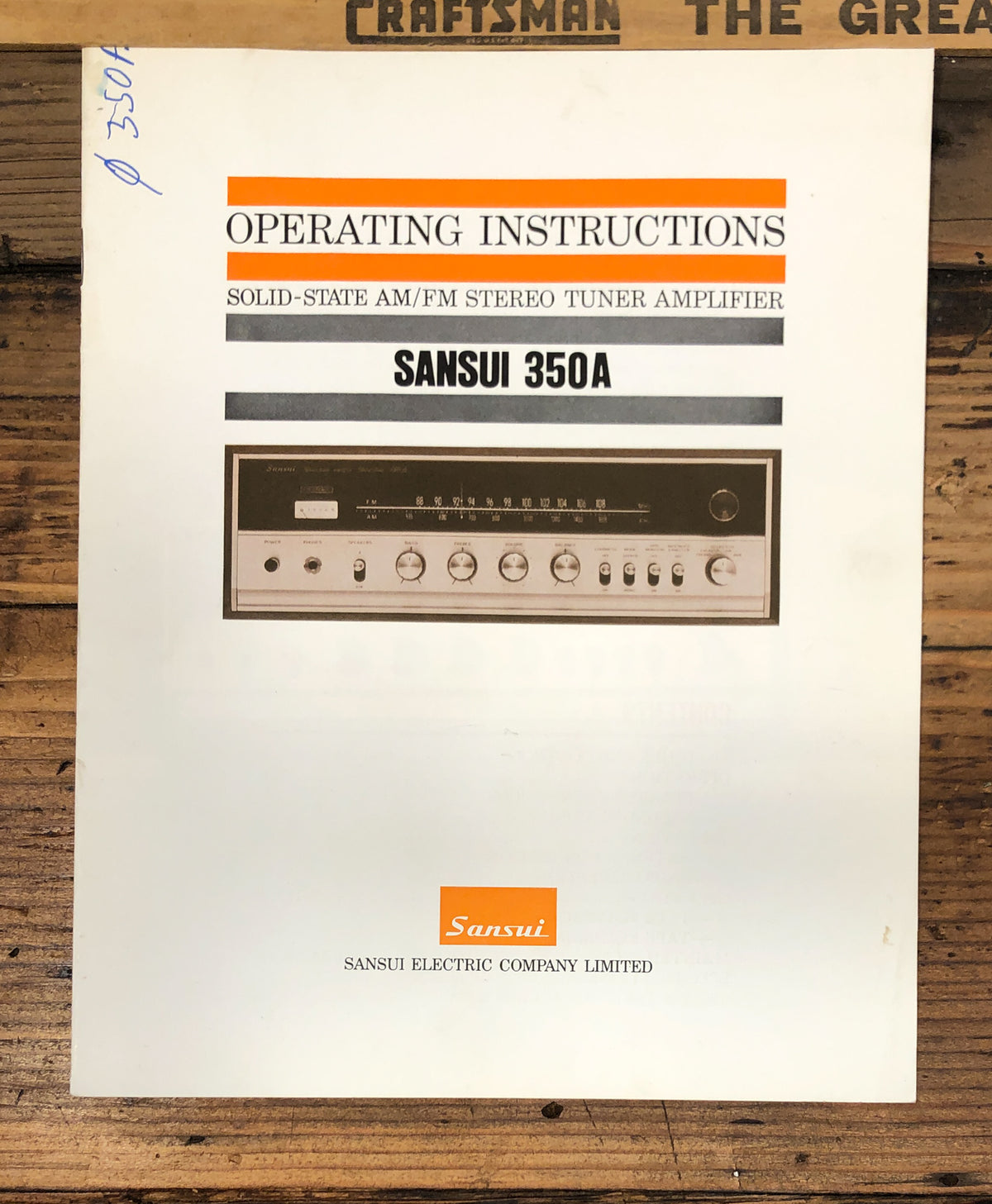 Sansui Model 350A Receiver Owners / User Manual *Original*