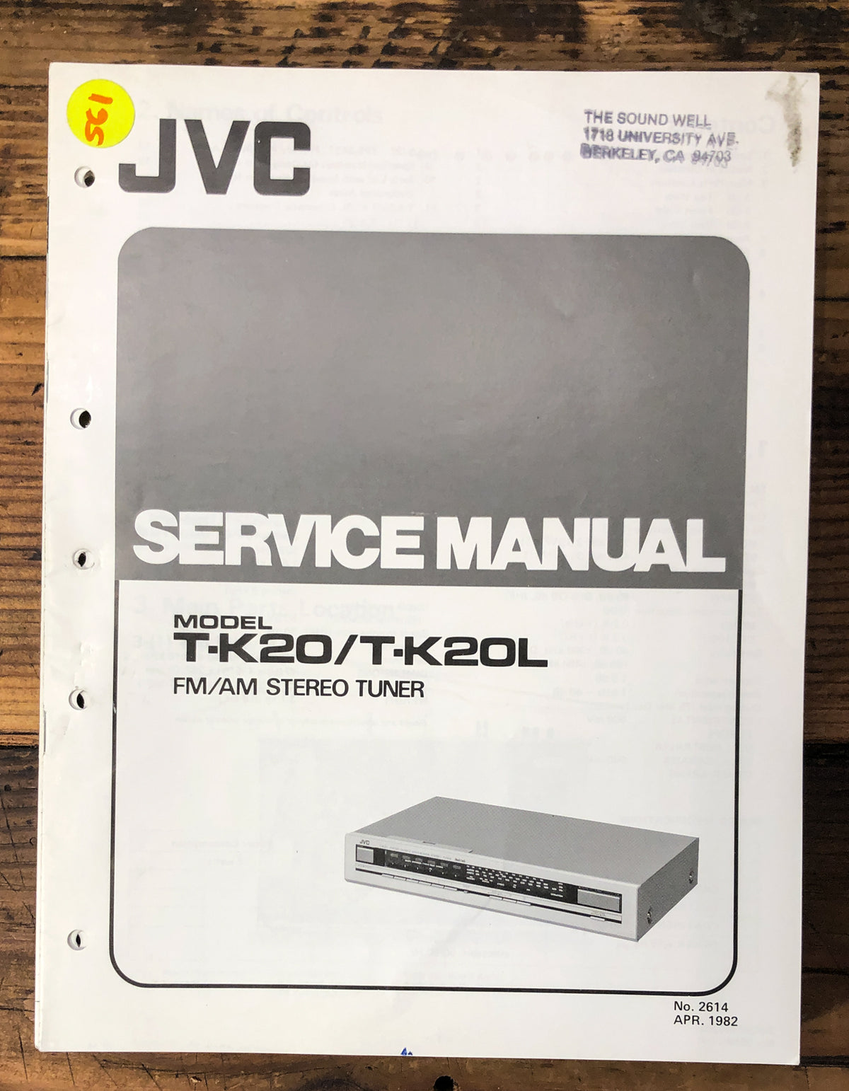 JVC T-K20 T-K20L Tuner Service Manual *Original*