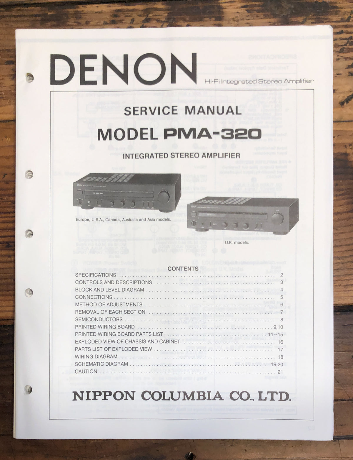 Denon PMA-320 Amplifier Service Manual *Original*