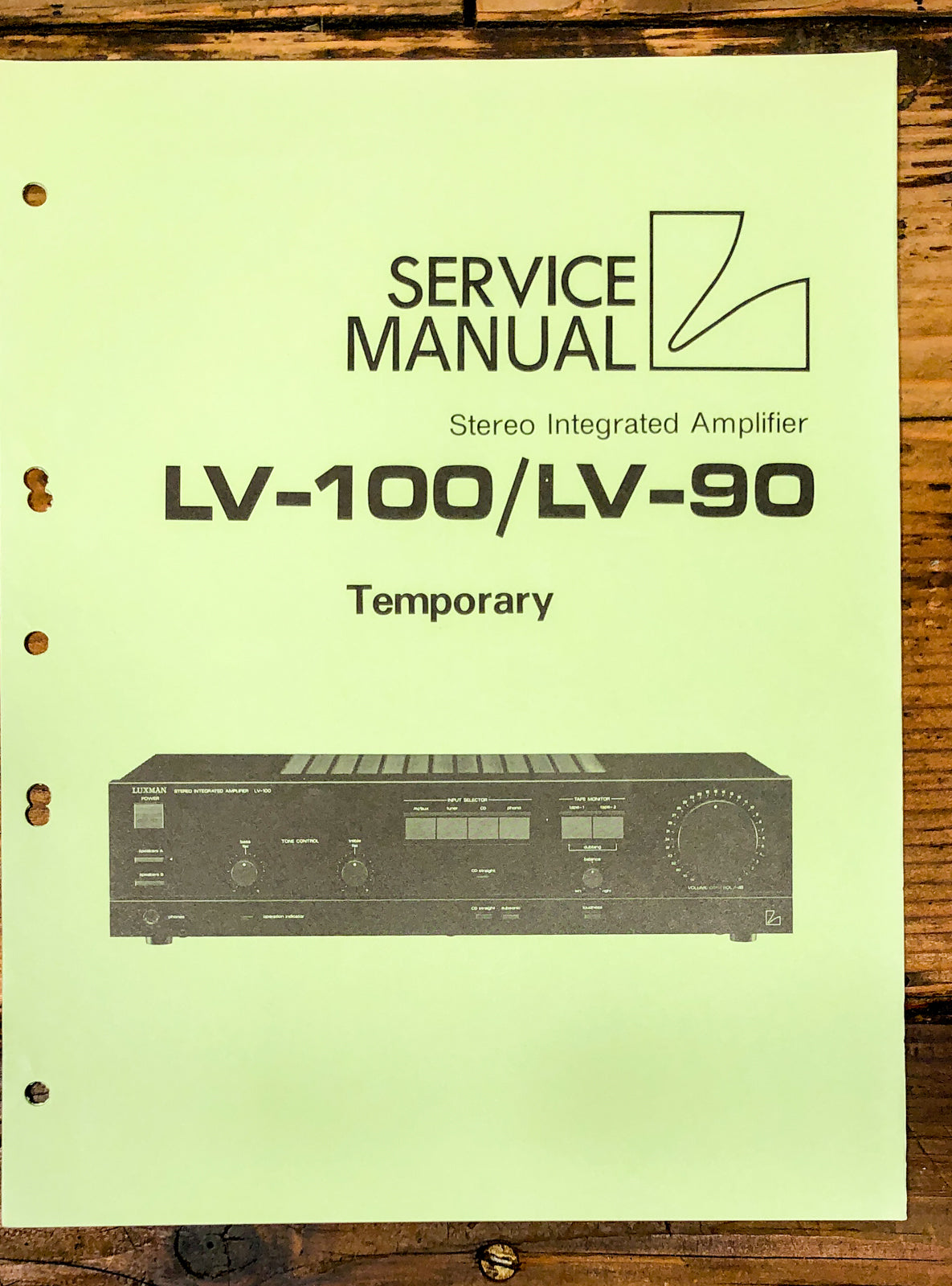 Luxman LV-90 LV-100 Amplifier Temp. Service Manual *Original*