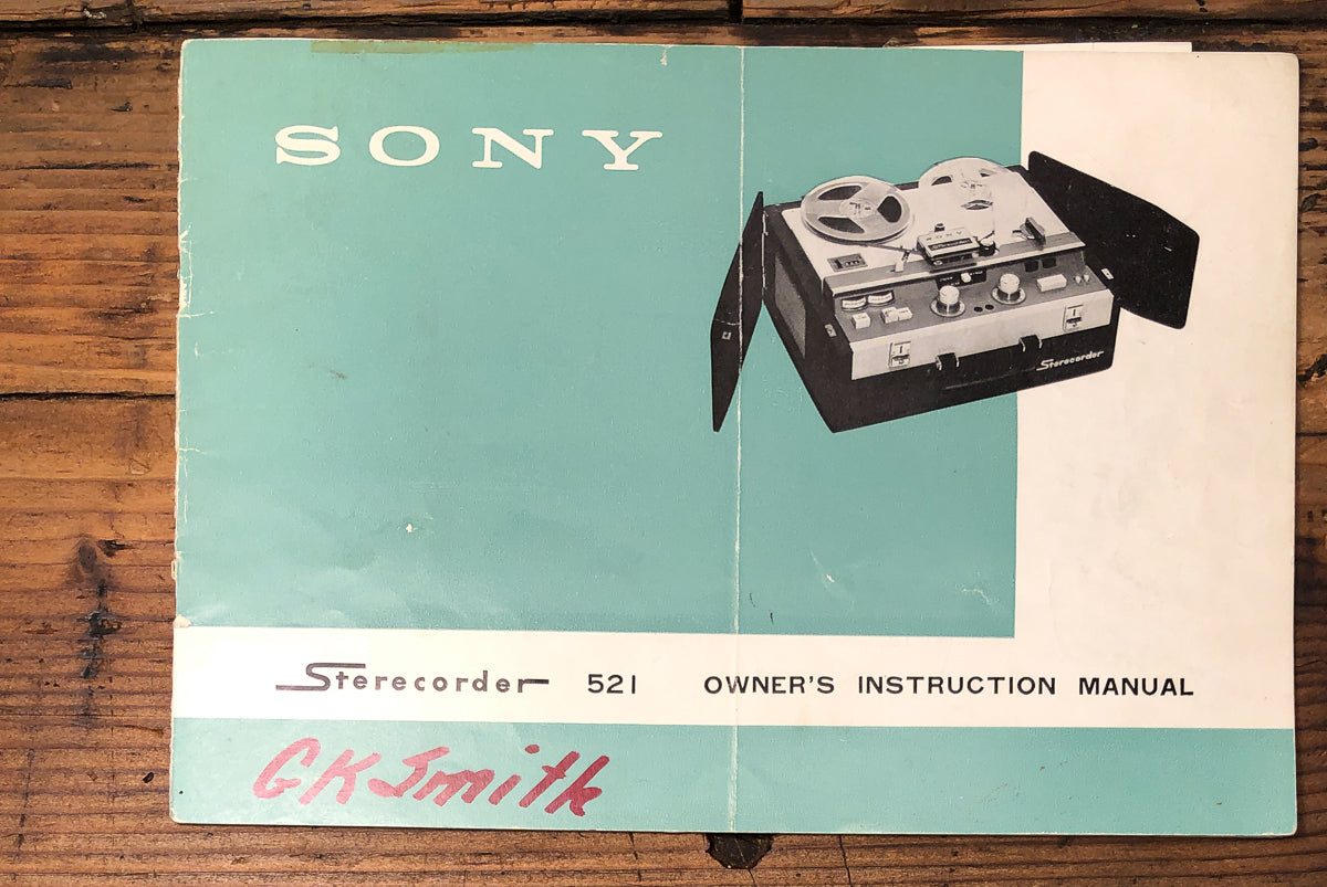 Sony Sterecorder 521 Reel to Reel Owners / User Manual *Original*