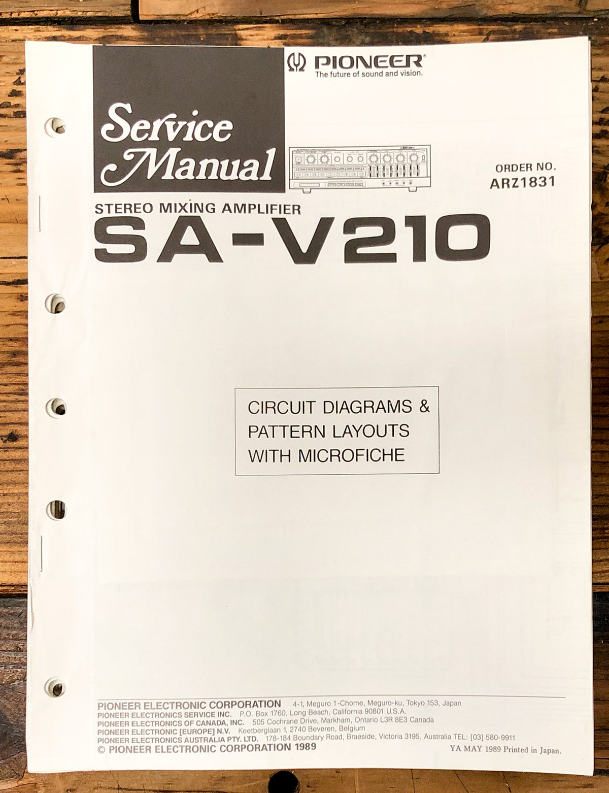 Pioneer SA-V210 Amplifier Service Manual *Original*