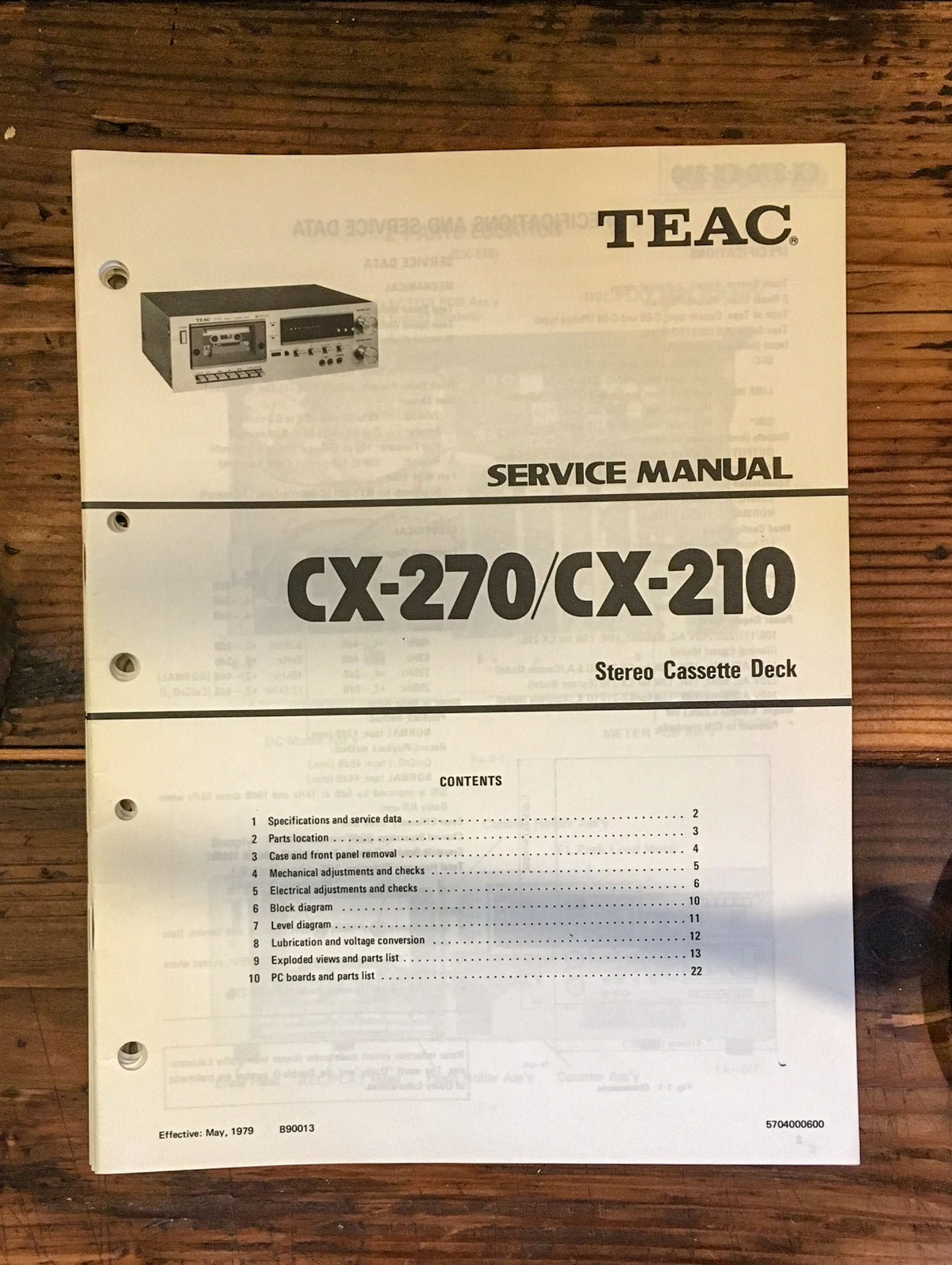 Teac CX-270 CX-210 Cassette Service Manual *Original*