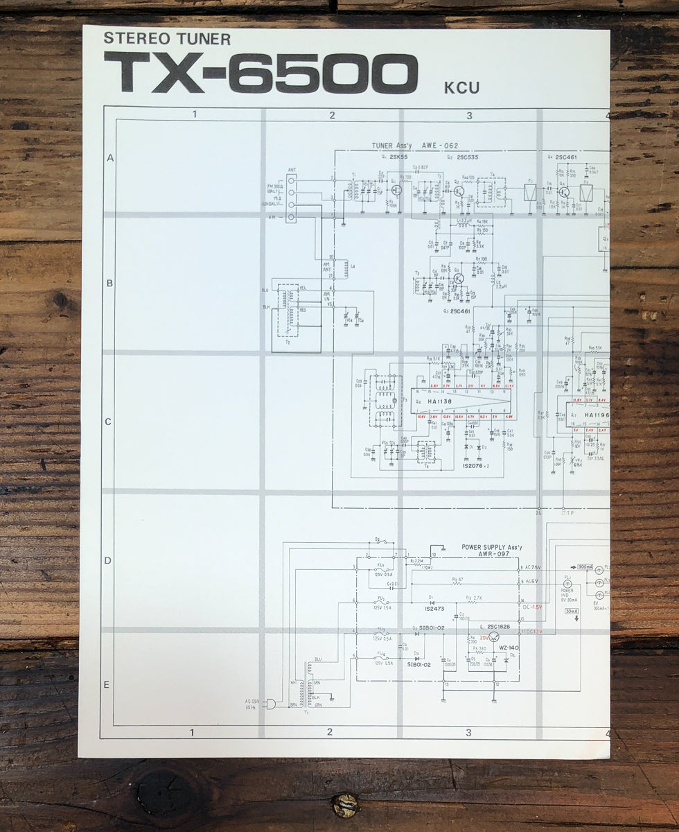 Pioneer TX-6500 KCU Tuner Fold Out Schematic *Original*