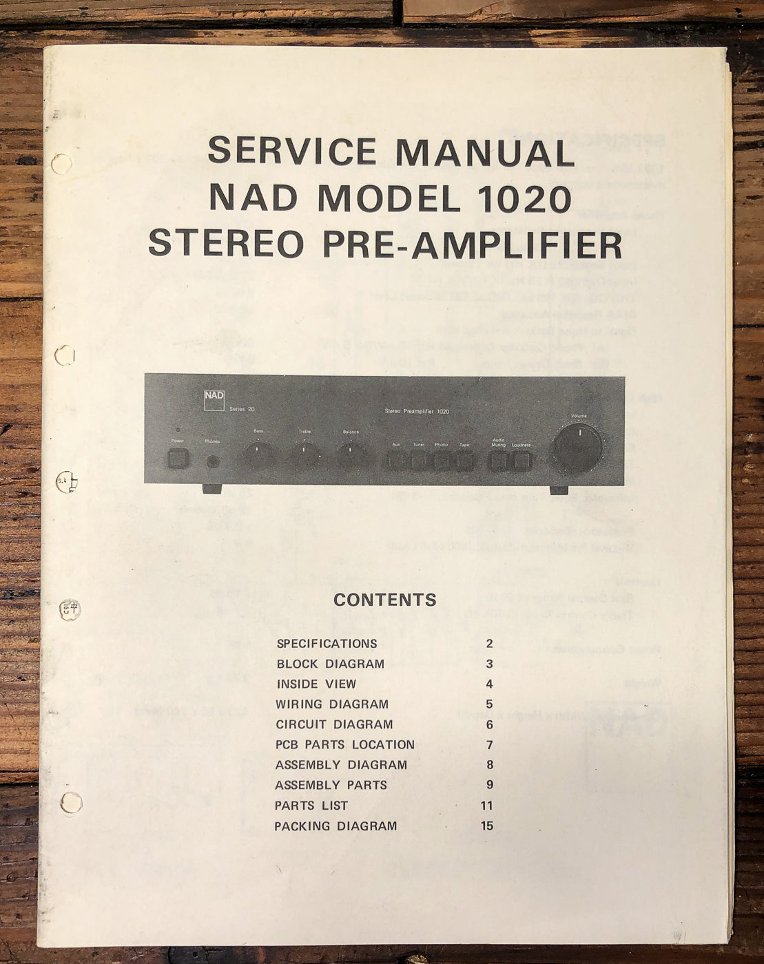 NAD Model 1020 Preamp / Preamplifier Service Manual *Original*