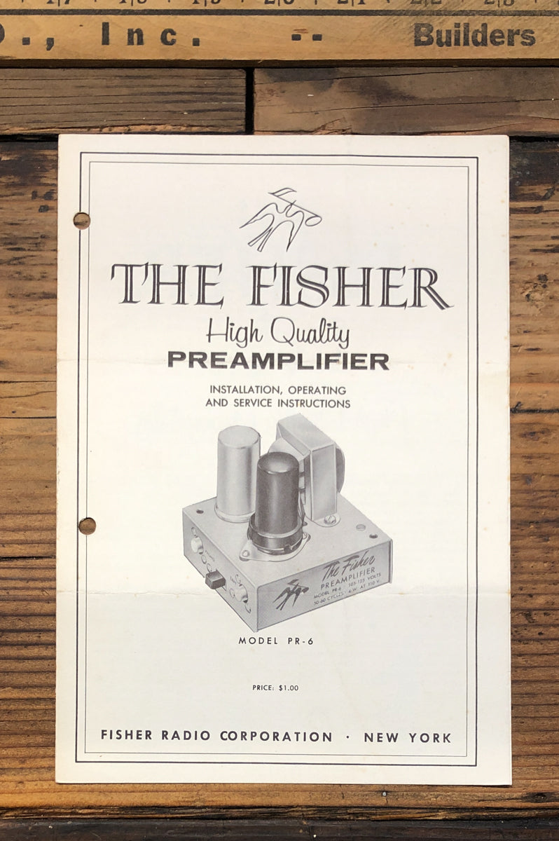 Fisher PR-6 Preamplifier Owner & Service Manual *Original*