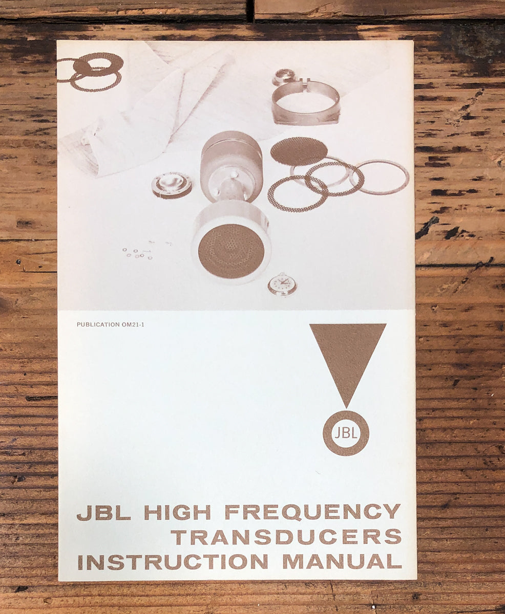 JBL Model 075 375 LE175 LE85 HF Transducer Owners / User Manual *Original*