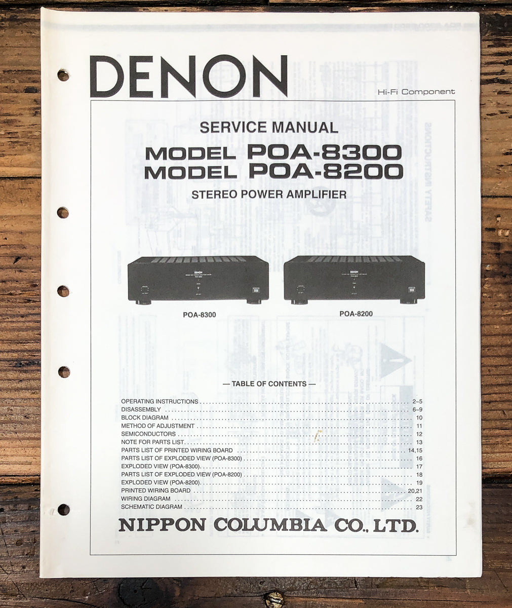 Denon POA-8200 POA-8300 Amplifier Service Manual *Original*