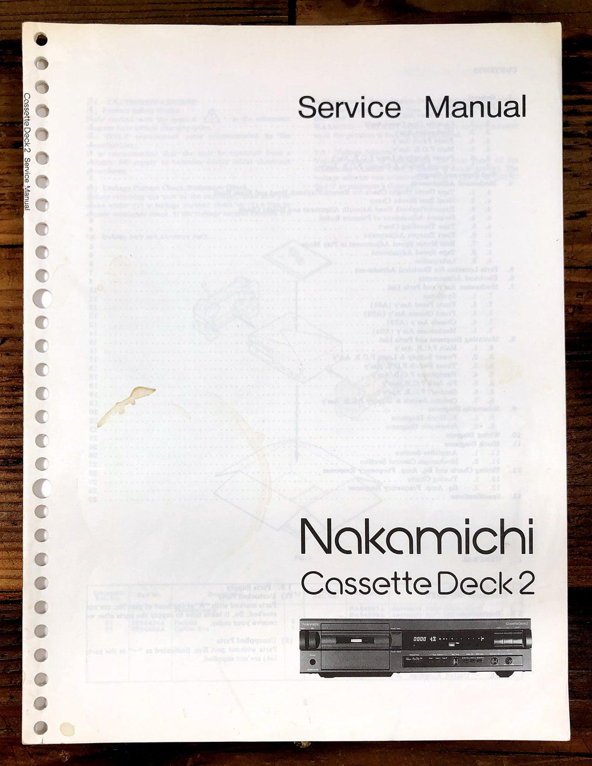 Nakamichi Cassette Deck 2 Cassette Deck Service Manual *Original*