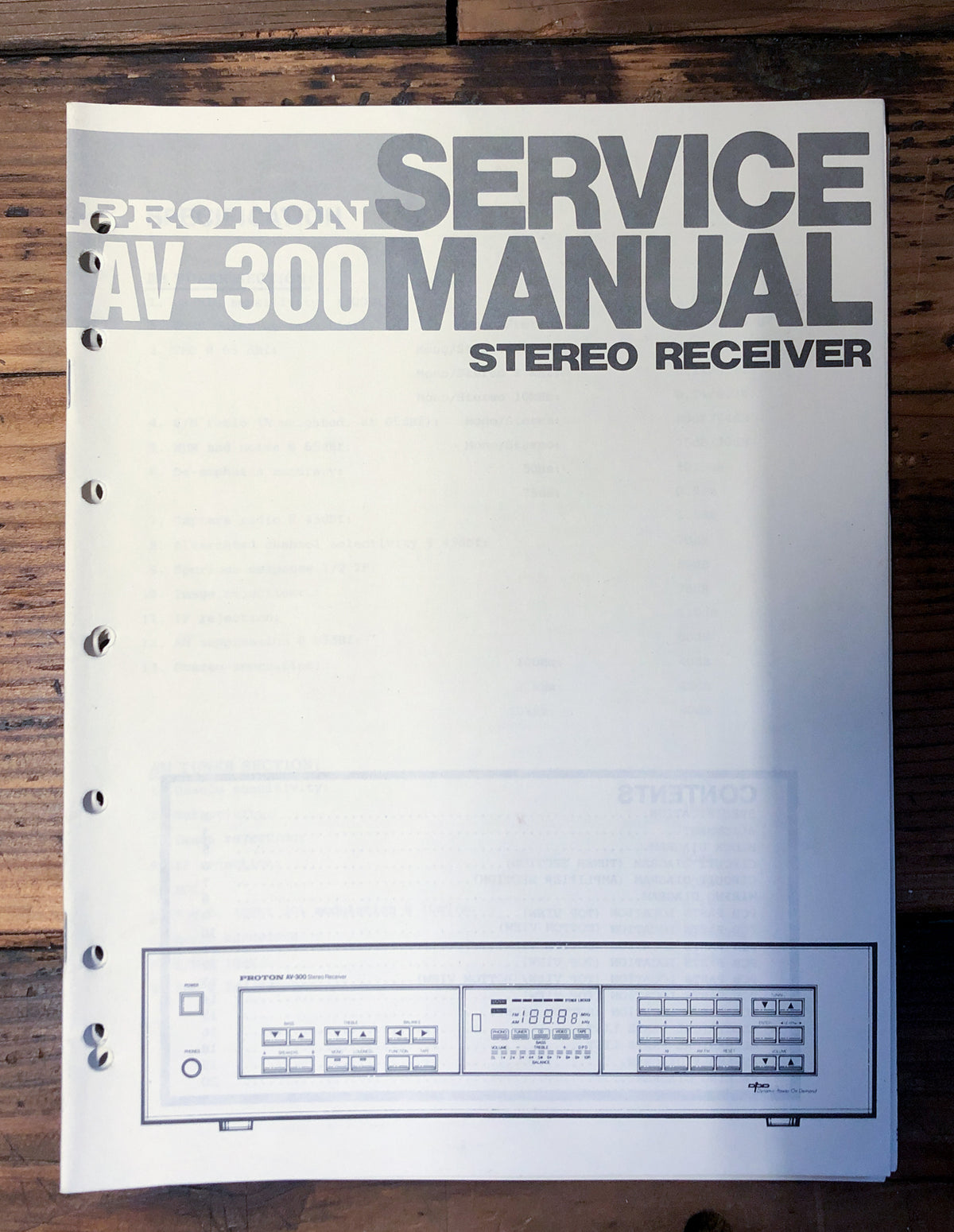 Proton AV-300 Receiver Service Manual *Original*