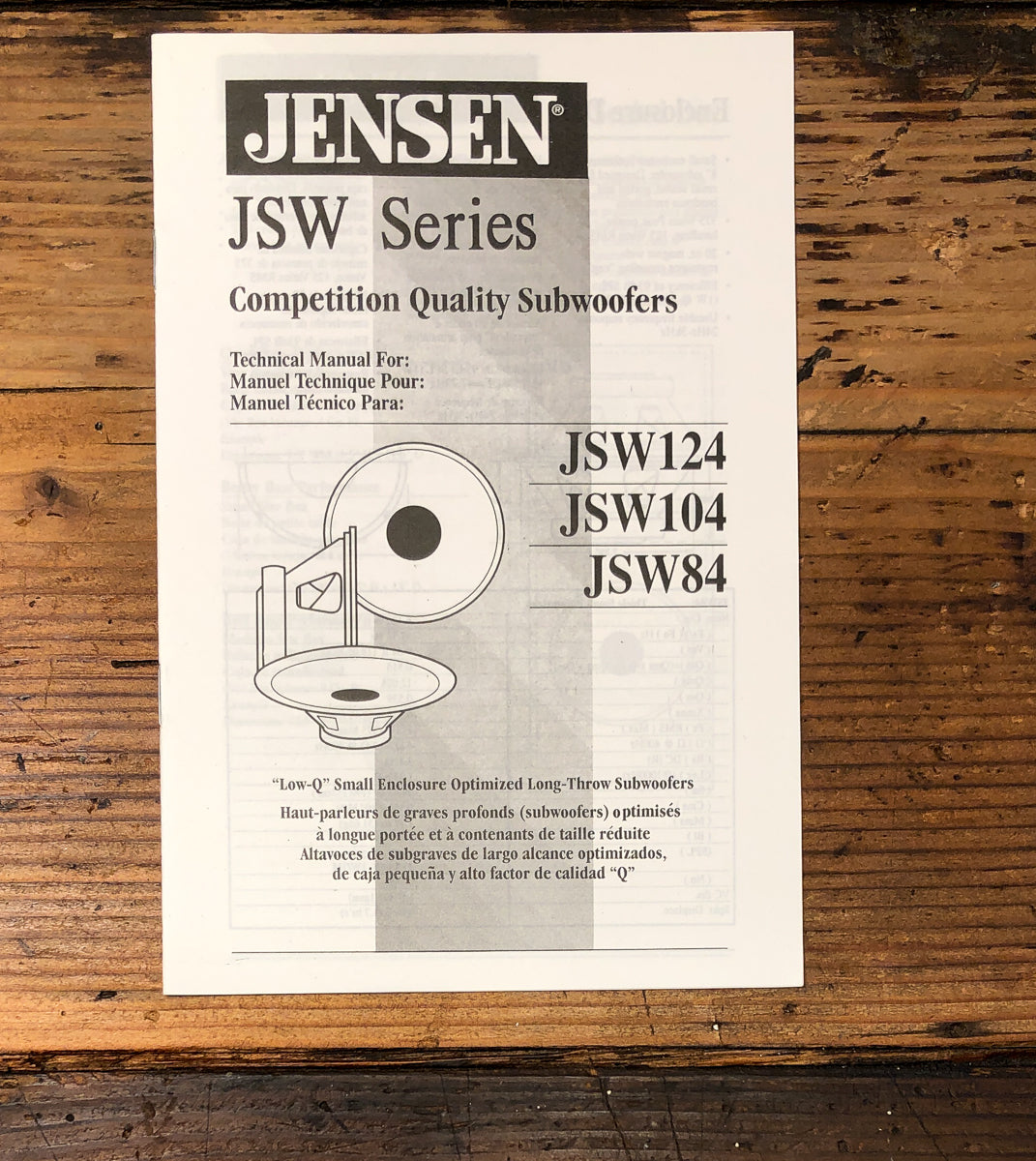 Jensen JSW124 JSW104 JSW84 Subwoofer Owners / User Manual *Original*