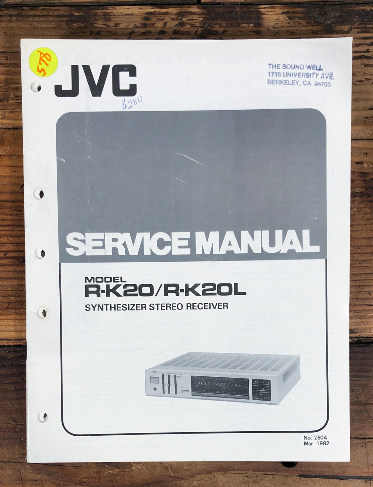 JVC R-K20 R-K20L Receiver Service Manual *Original*
