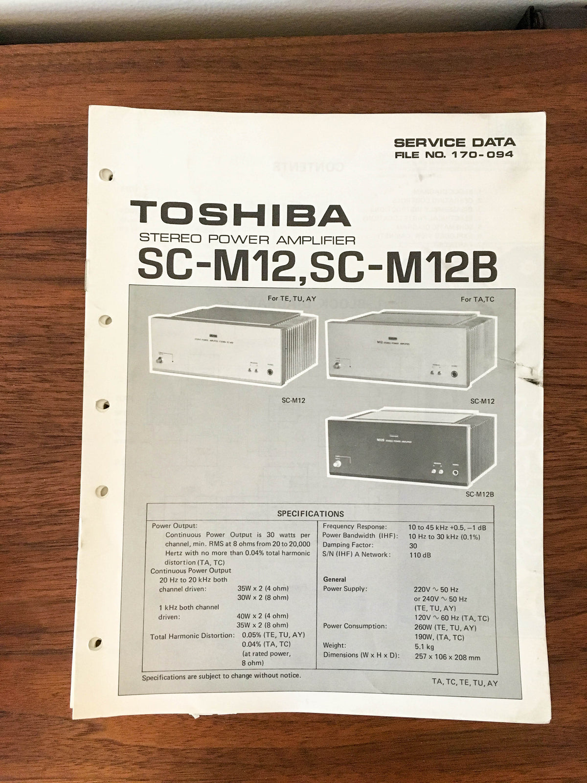 Toshiba SC-M12 SC-M12B Amplifier Service Manual *Original*