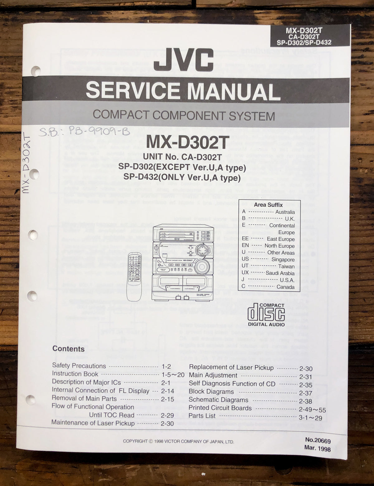 JVC MX-D302T Stereo Service Manual *Original*