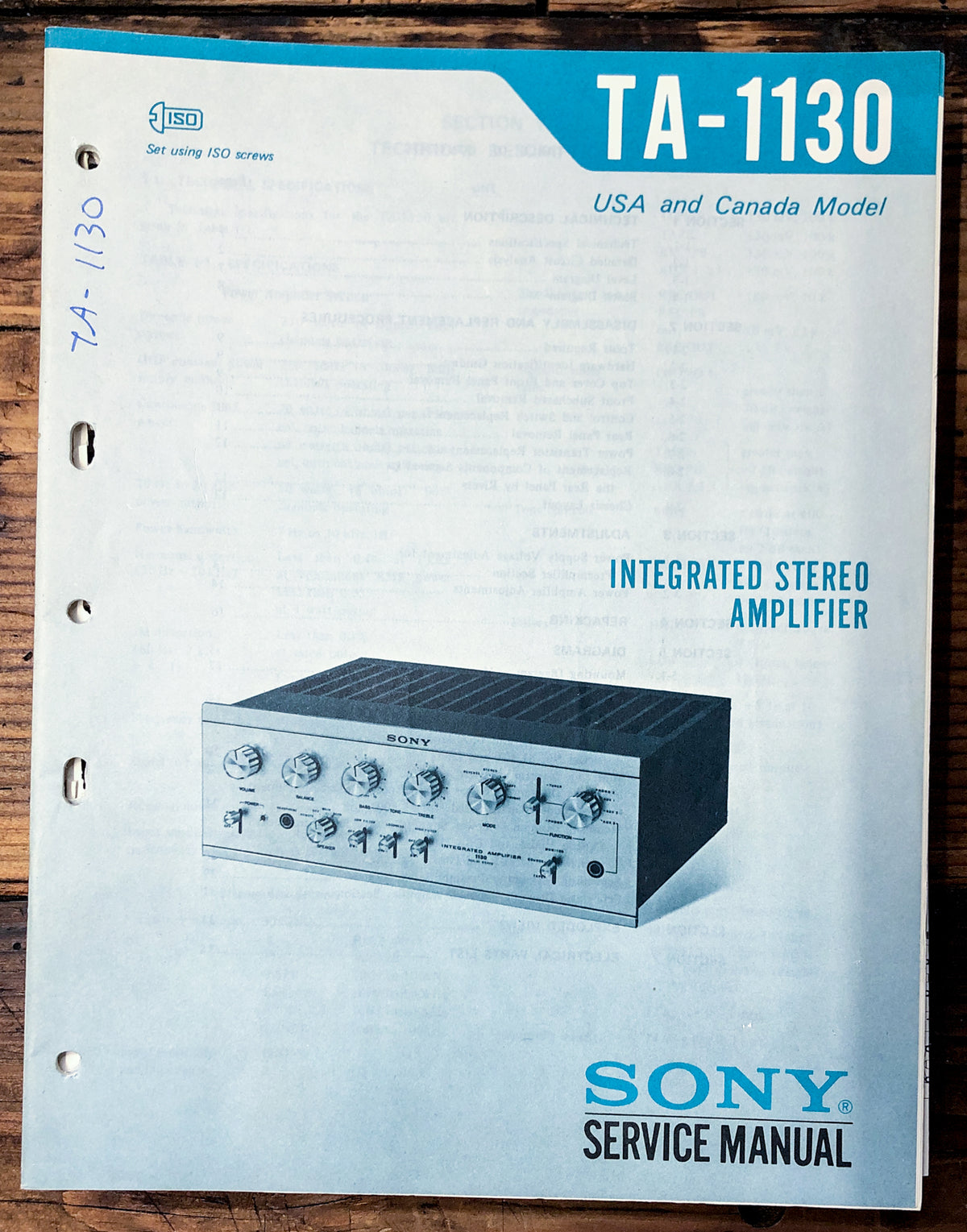 Sony TA-1130 Amplifier Service Manual *Original*
