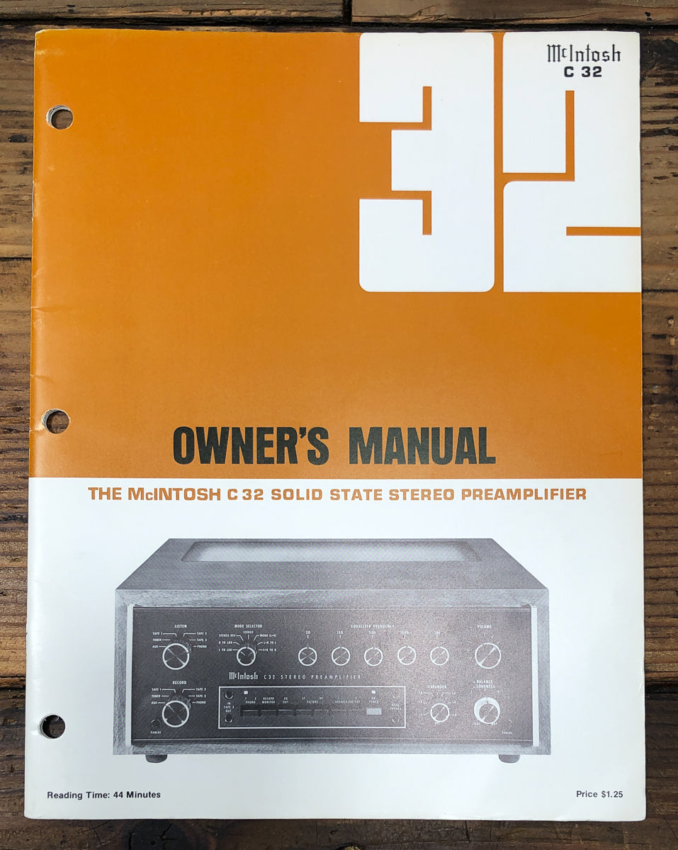 McIntosh C32 C-32 Preamp / Preamplifier Owners / User Manual *Original*