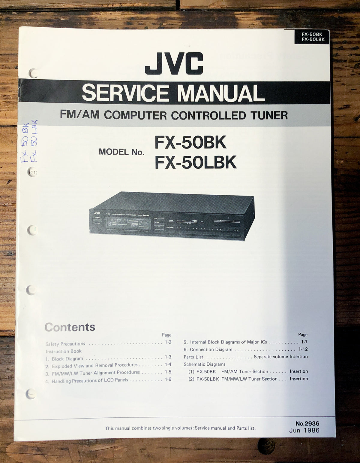 JVC FX-50BK -50LBK -50 Tuner Service Manual *Original*