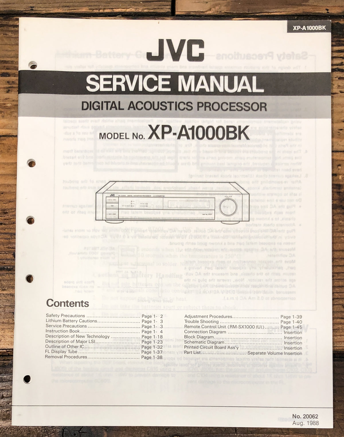 JVC XP-A1000 Processor Service Manual *Original*
