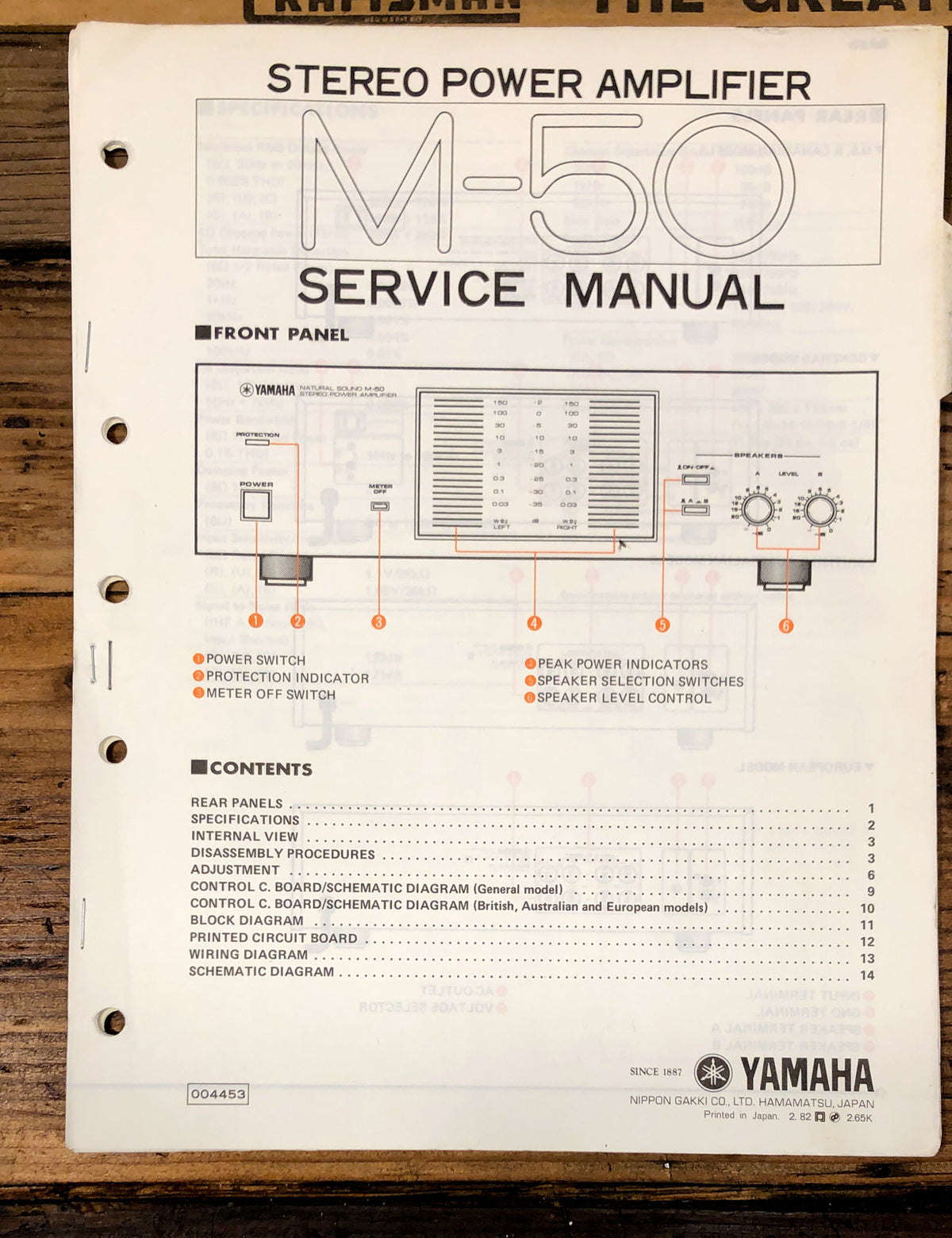 Yamaha M-50 Amplifier Service Manual *Original*