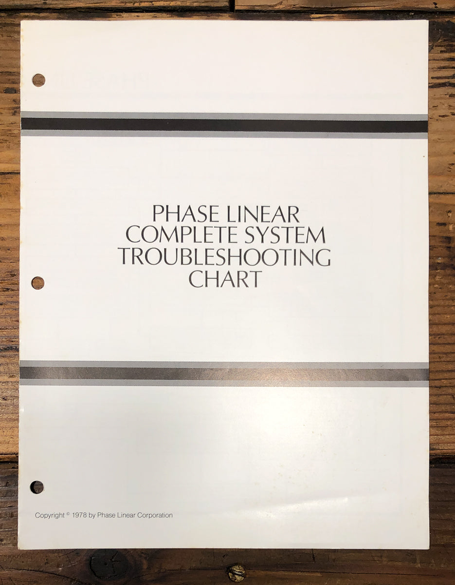 Phase Linear Complete System Troubleshooting Chart Brochure *Original*