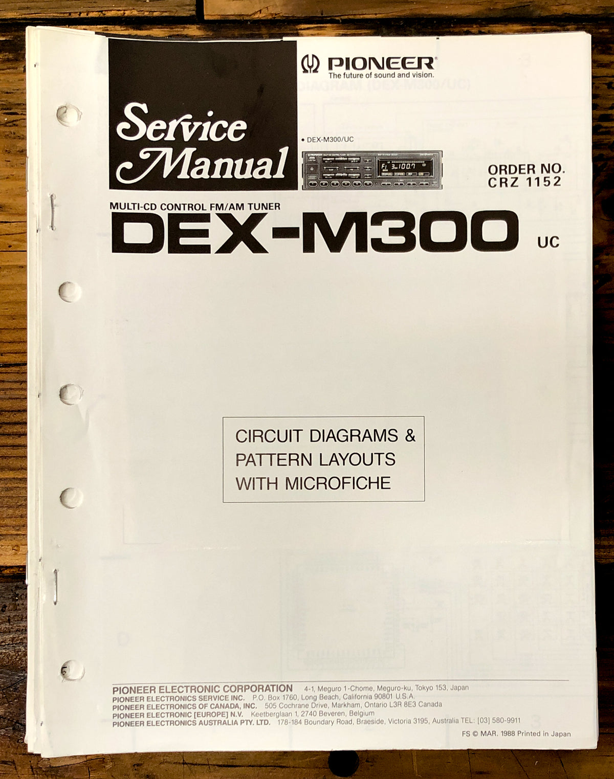 Pioneer DEX-M300 Stereo Service Manual *Original*