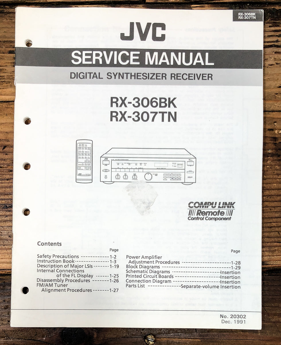 JVC RX-306 Receiver Service Manual *Original*
