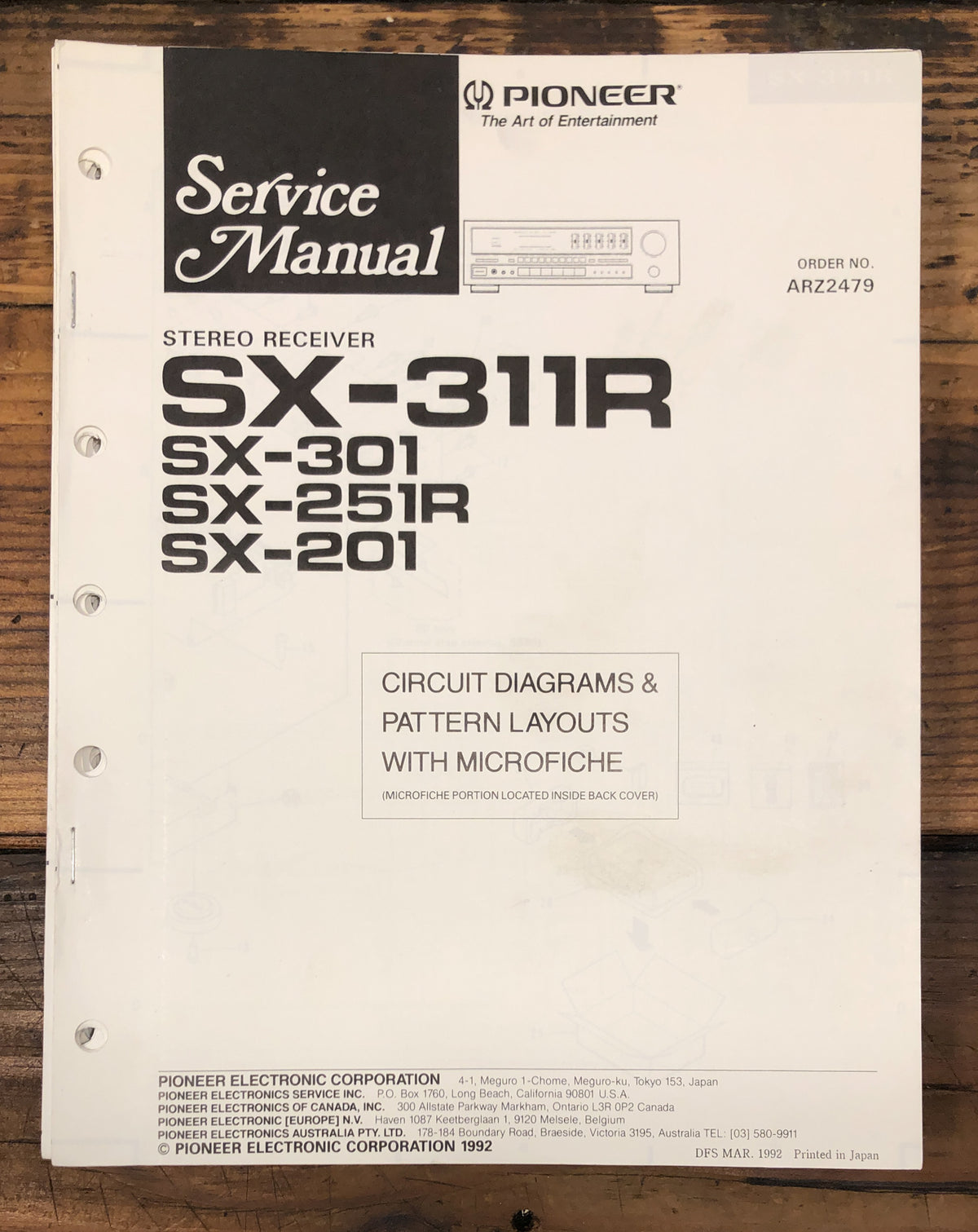 Pioneer SX-311R SX-301 SX-251R SX-201 Receiver Service Manual *Original*