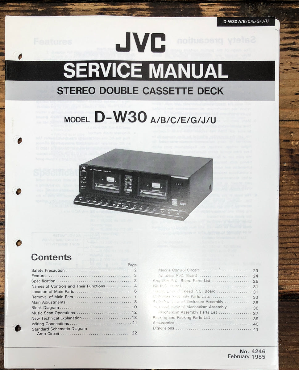 JVC D-W30 Cassette Service Manual *Original*