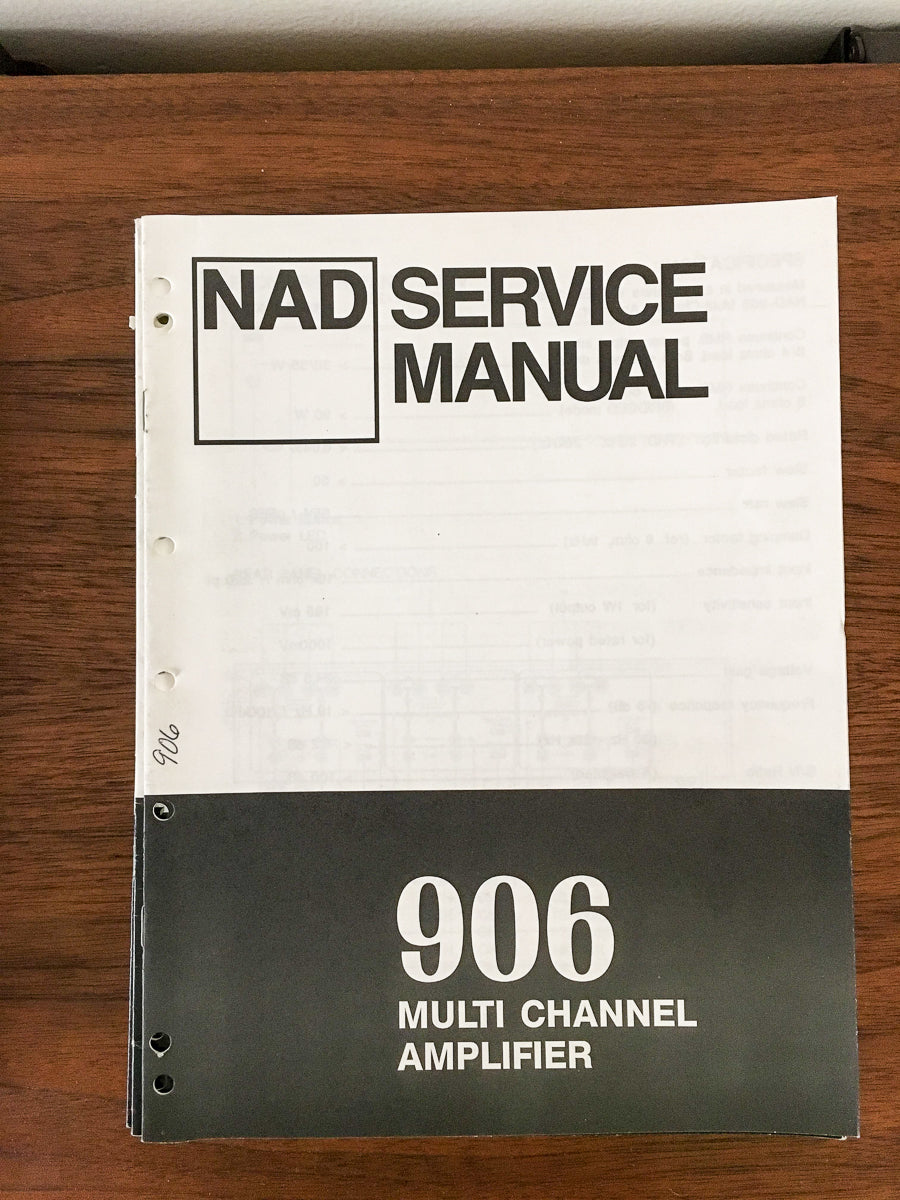 NAD Model 906 Amplifier Service Manual *Original*