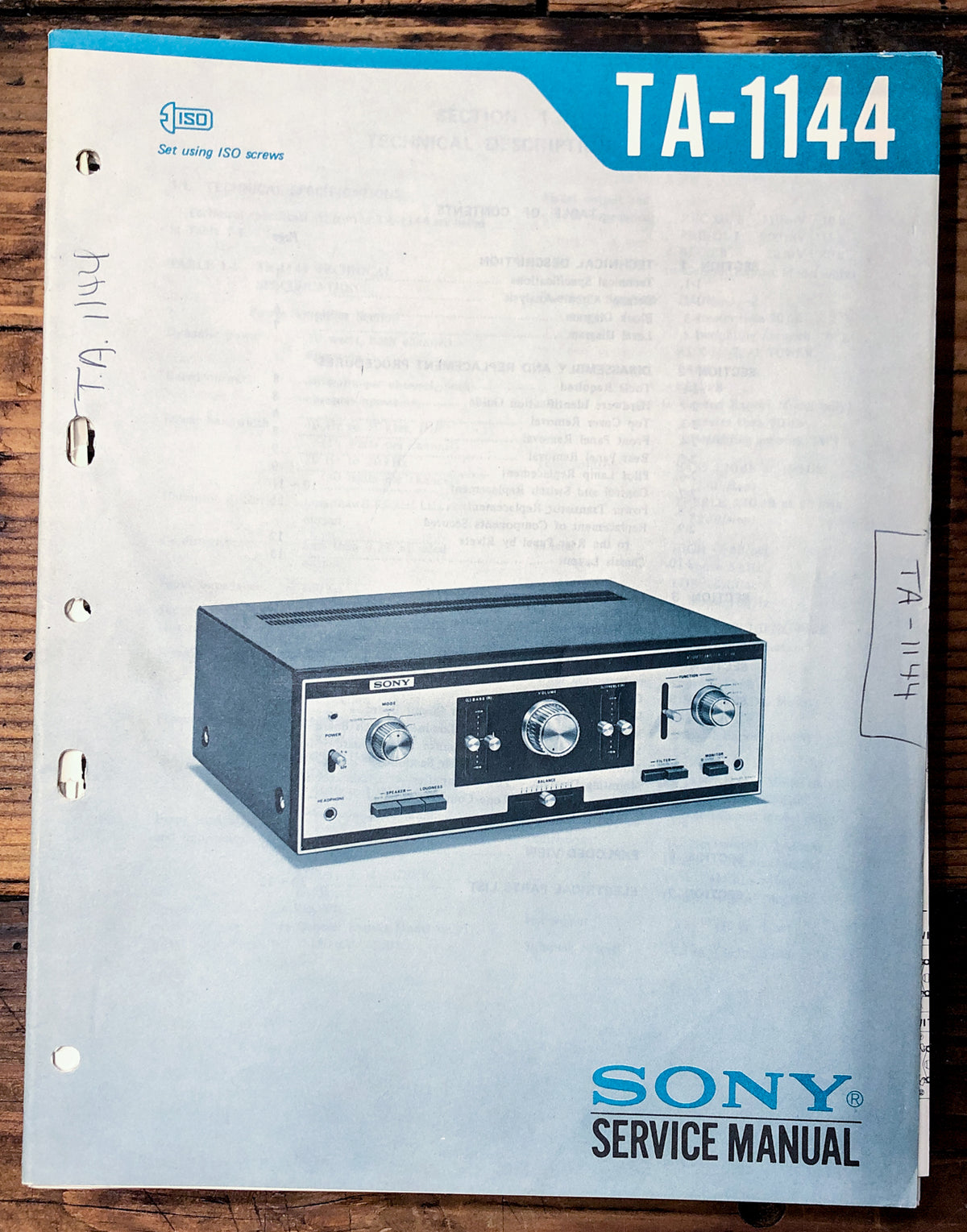 Sony TA-1144 Amplifier Service Manual *Original*