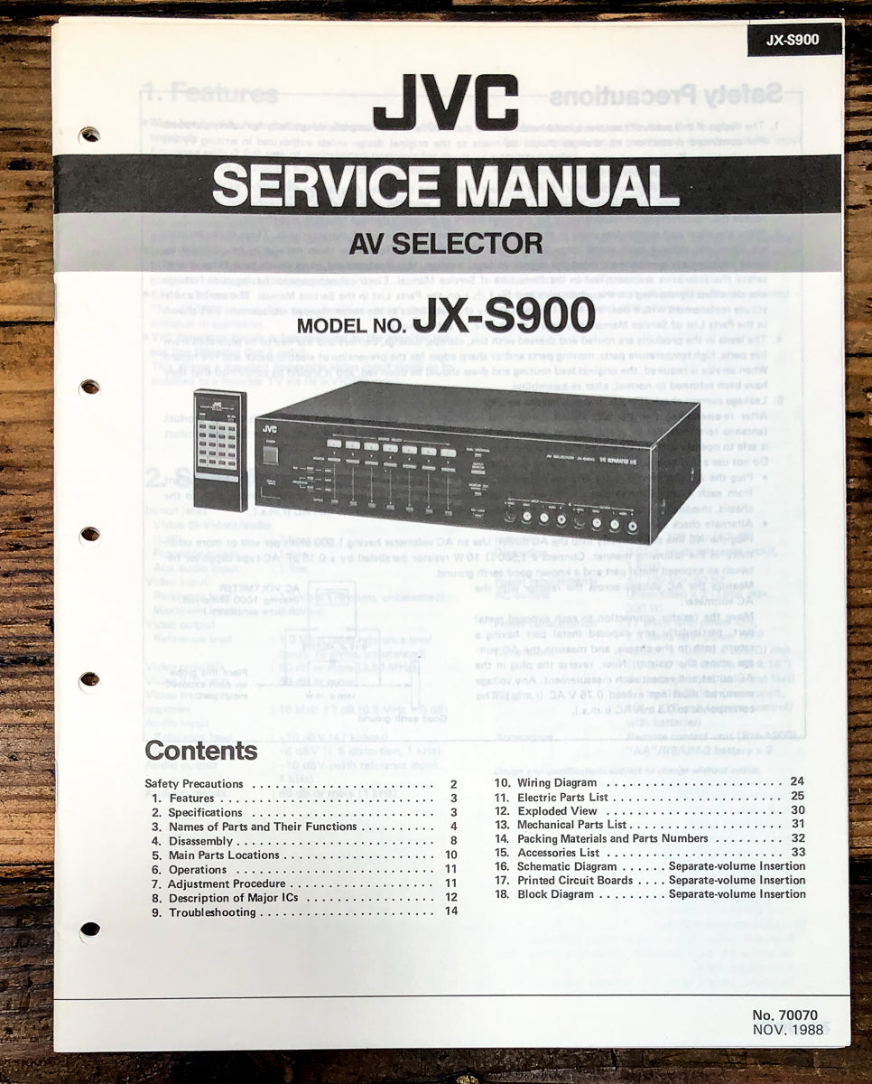 JVC JX-S900 AV Selector Service Manual *Original*