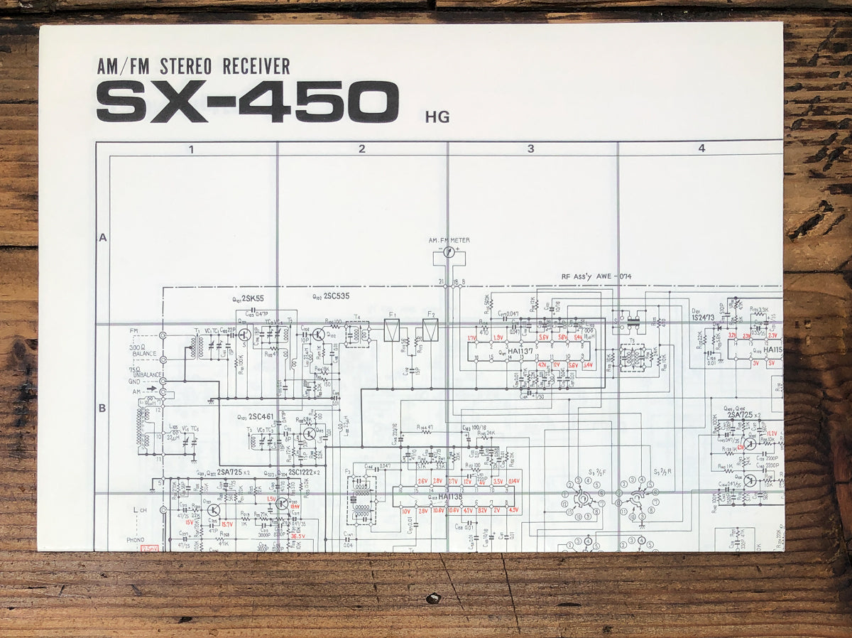 Pioneer SX-450 HG Receiver Fold Out Schematic *Original*