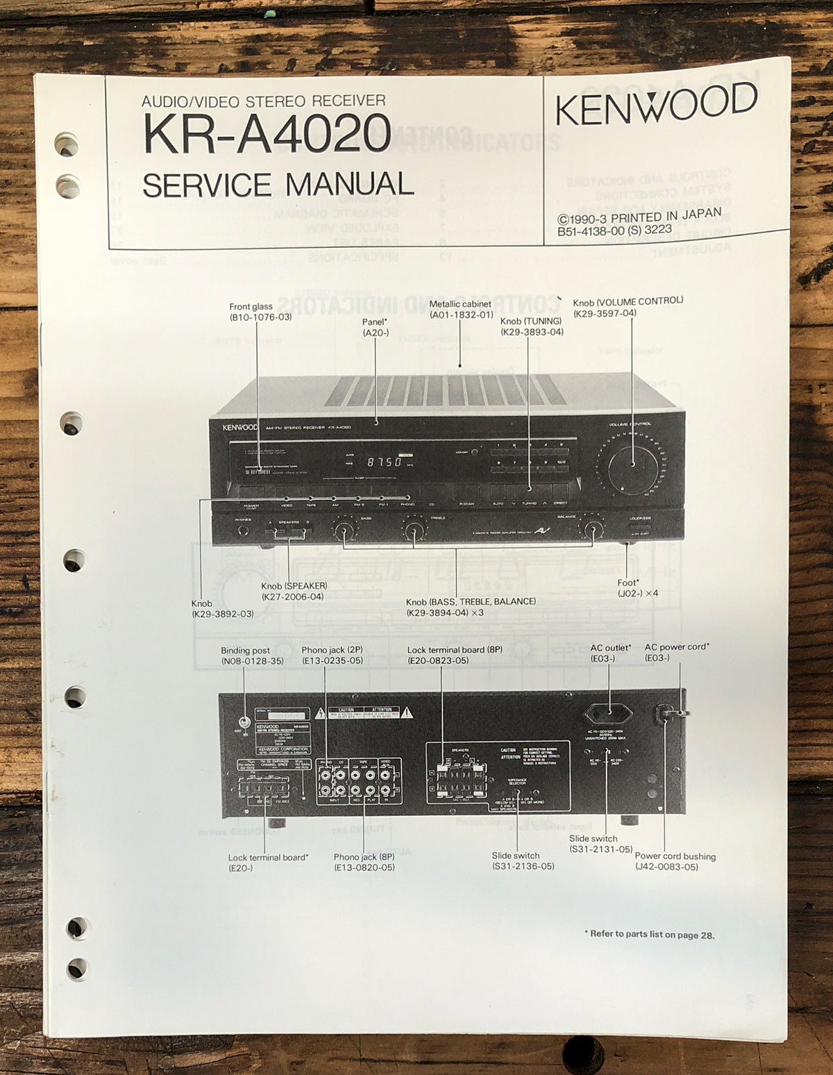 Kenwood KR-A4020 Receiver Service Manual *Original*