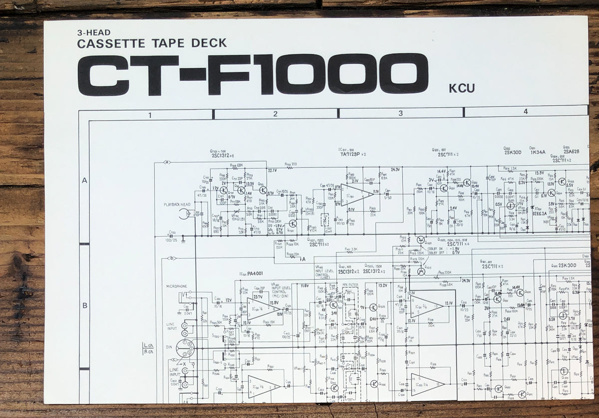 Pioneer CT-F1000 Cassette Fold Out Schematic *Original*