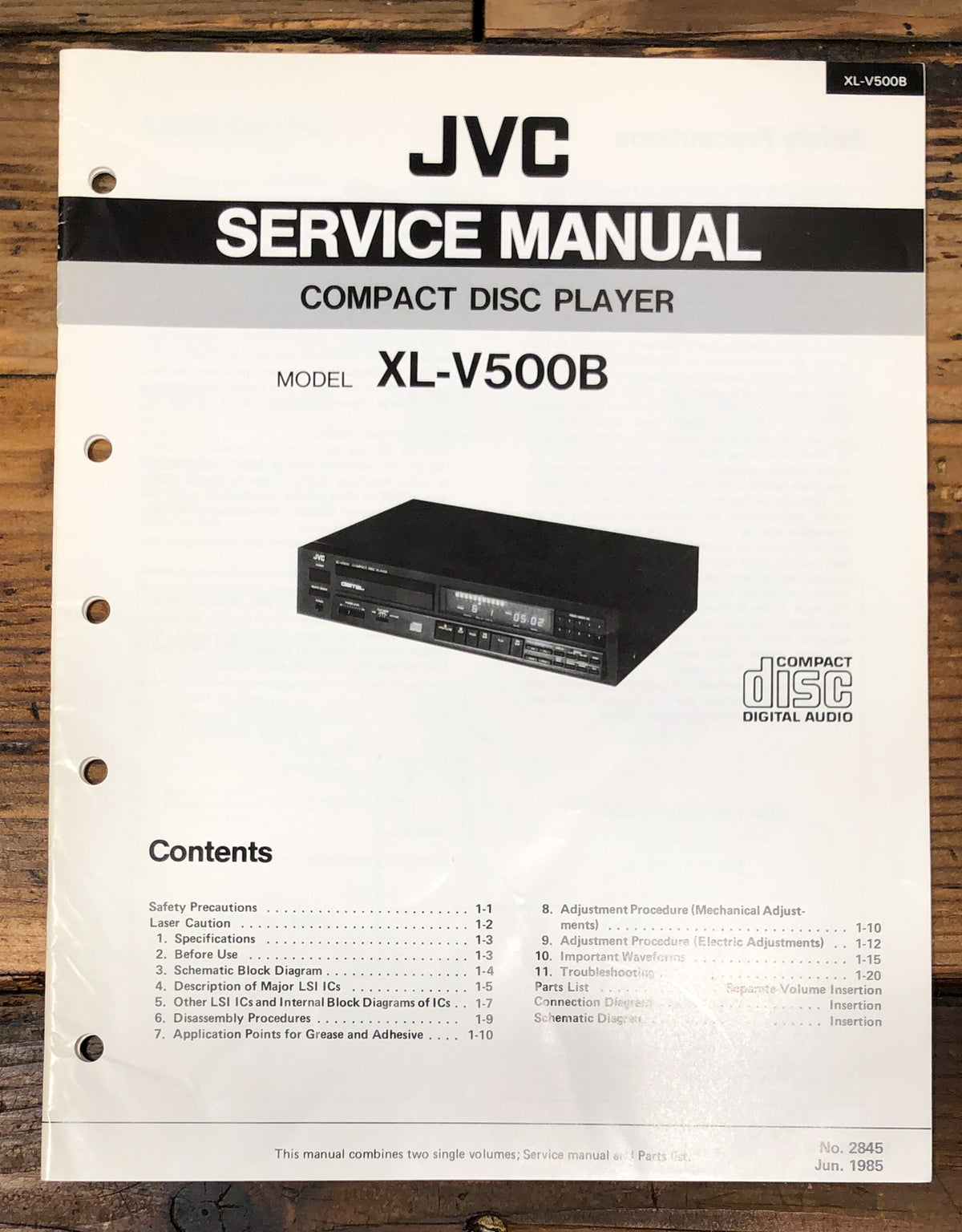 JVC XL-V500B CD Player Service Manual *Original*