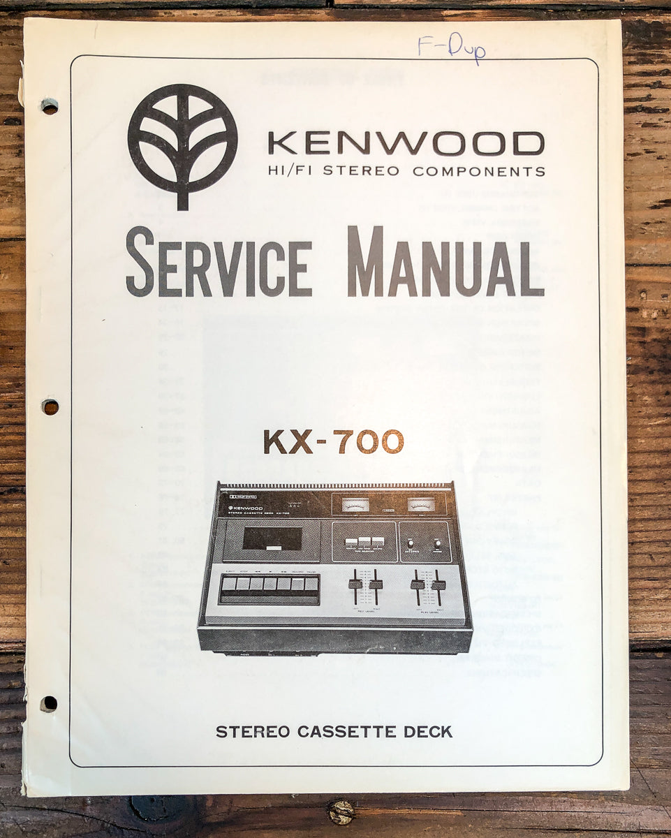 Kenwood KX-700 Cassette Service Manual *Original*