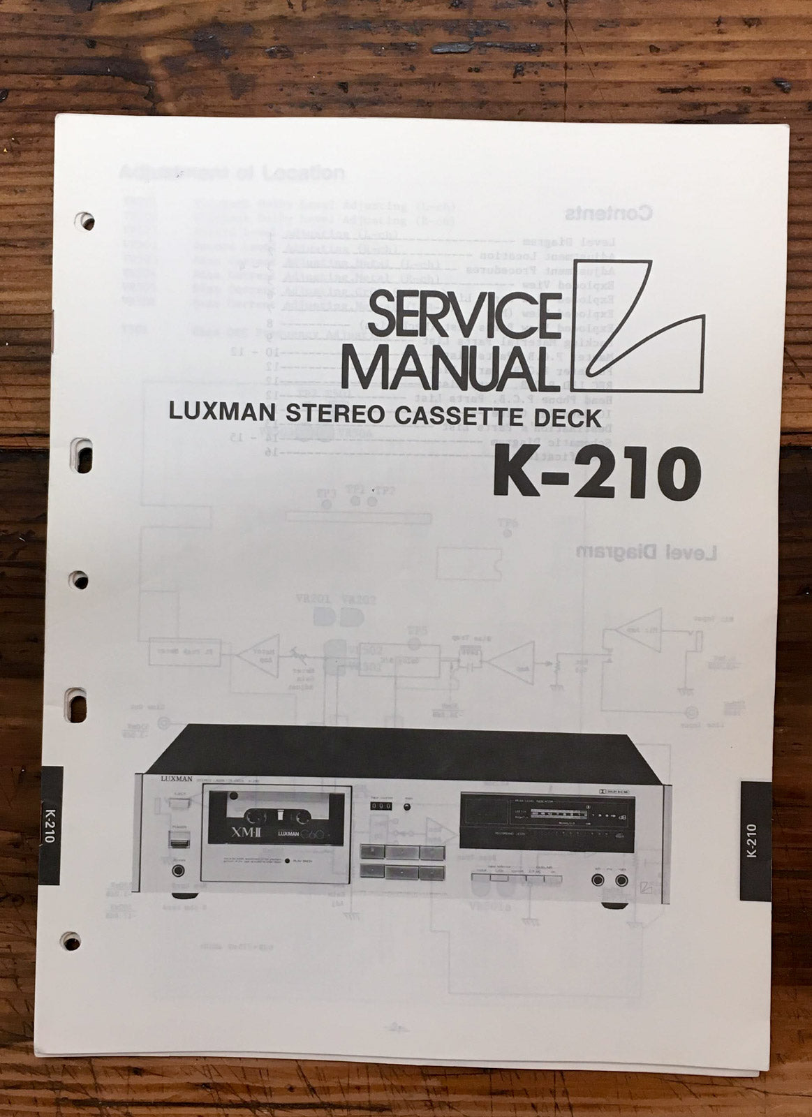 Luxman K-210 Cassette Service Manual *Original*