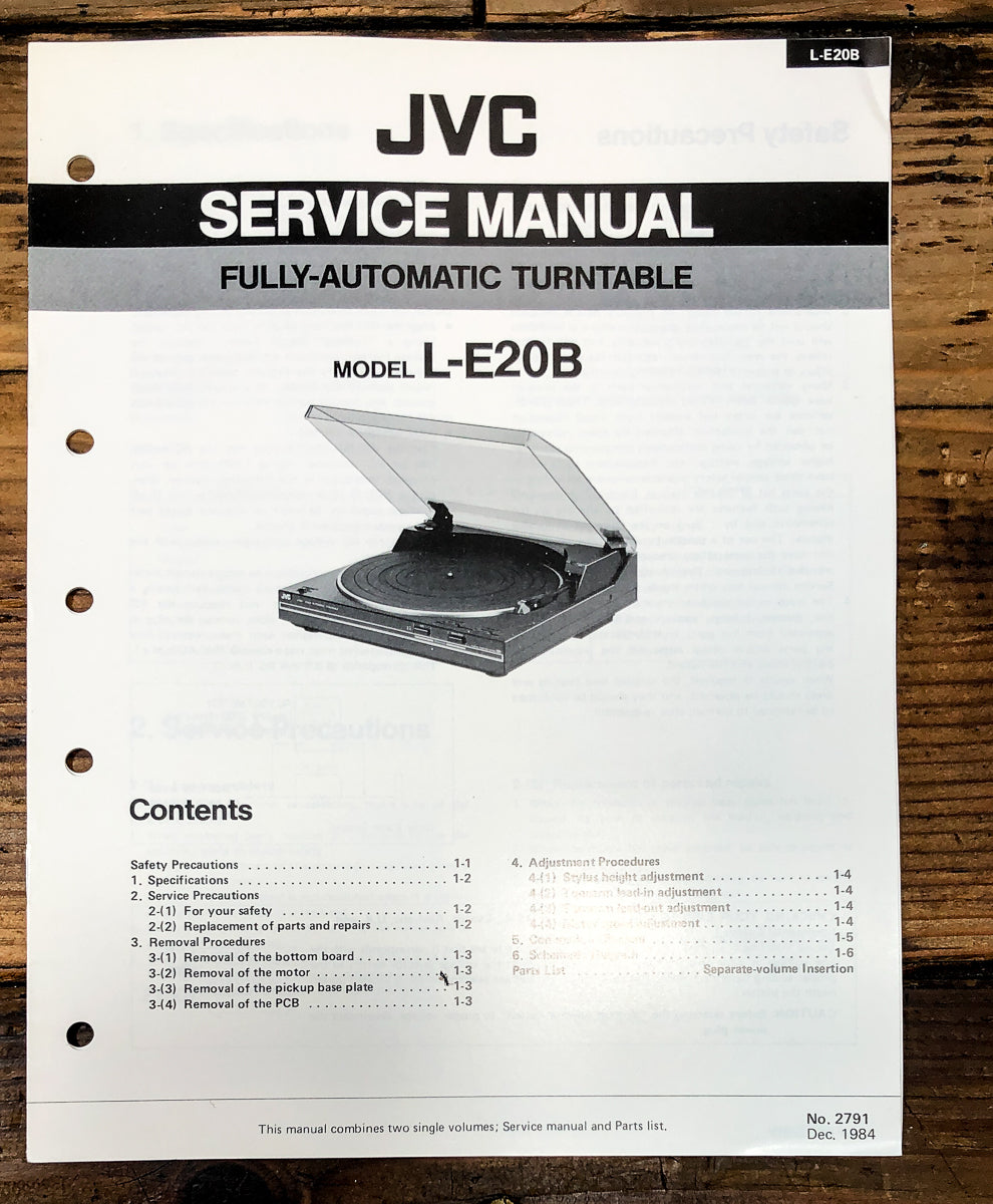 JVC L-E20B Record Player / Turntable Service Manual *Original*