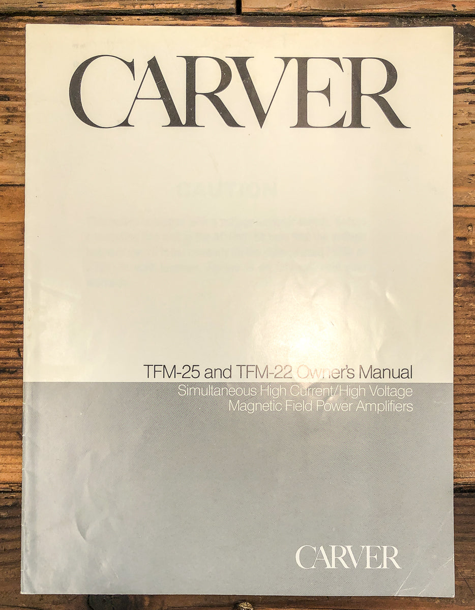 Carver TFM-25 TFM-22 Amplifier Owners / User Manual *Original*