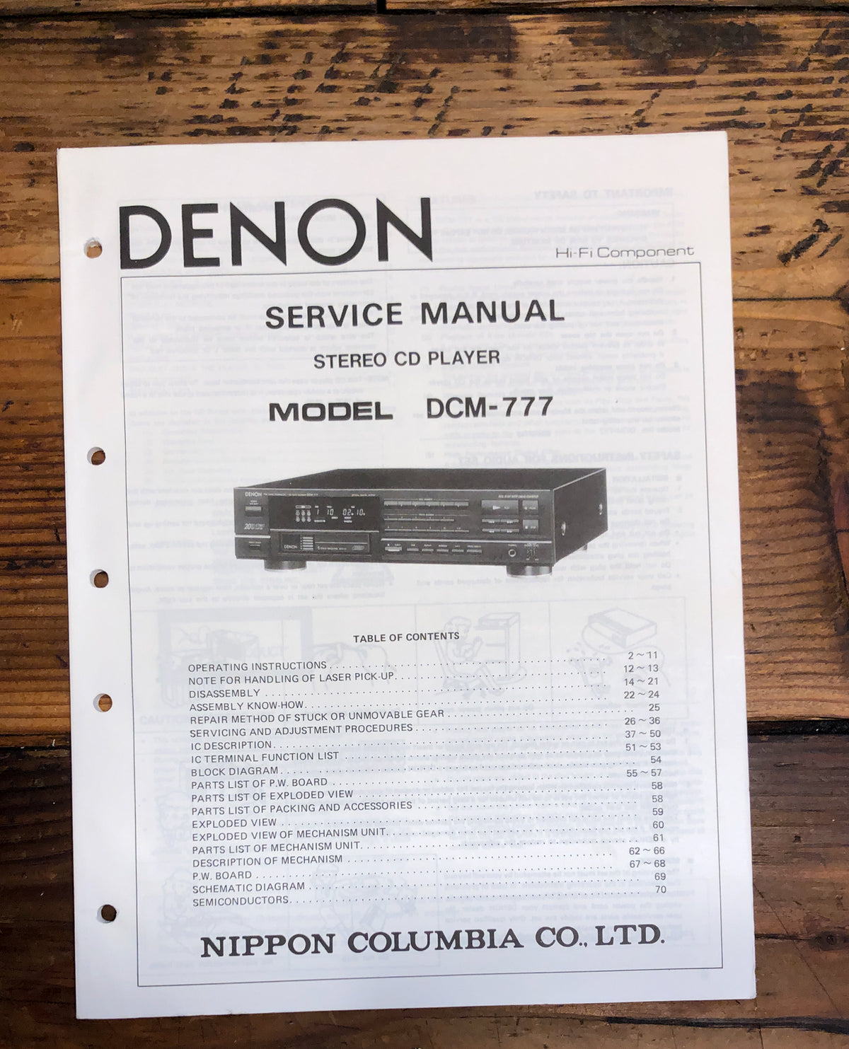 Denon DCM-777 CD Player Service Manual *Original*